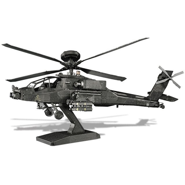 RCY 3D Puzzle Building Kits Helicopter Aircraft AH 64 Apache DIY Fighter Toys