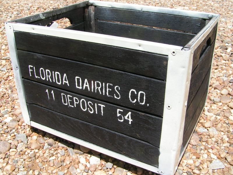 Forida Dairies Wooden Dairy Crate 1954 Milk Garden