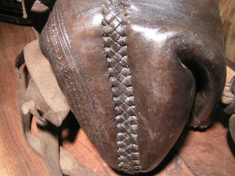 Antique Leather Horse Stirrup COVER Mexican Charro woven Tooled