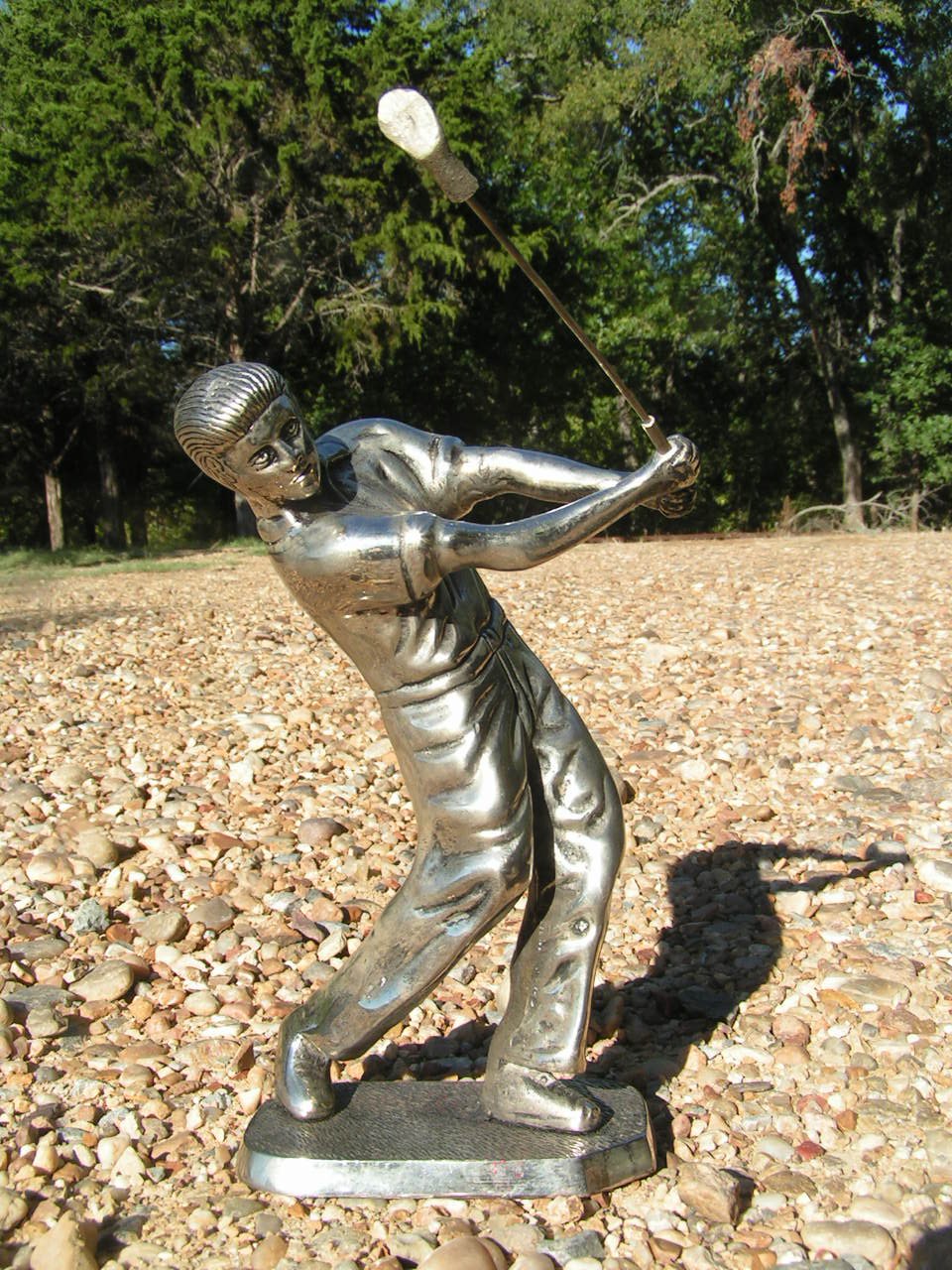 Golfer figurine statue Metal Golfer desk top figure 9 inches tall HEAVY ecr