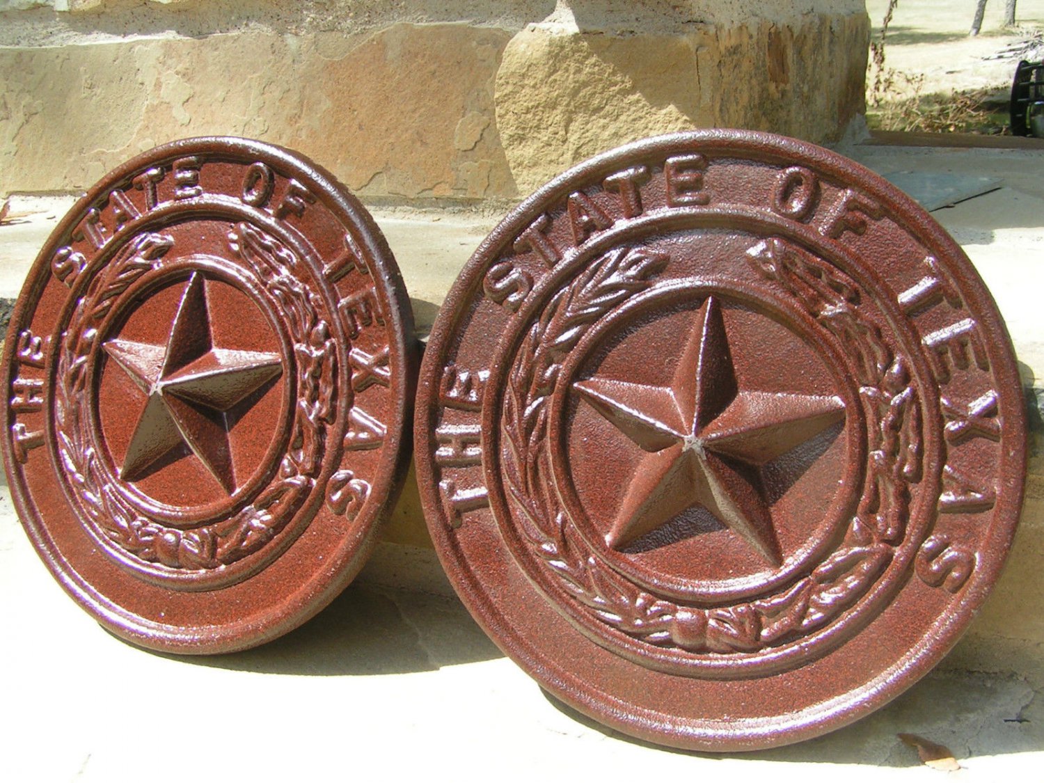 2 Cast Iron Texas Star Seal Pediments