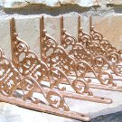 SIX (3 pair) Cast Iron Wall Shelf Brackets Corbel VICTORIAN Braces Shiny Copper