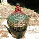 Old Woven Wicker Italian Wine Bottle Demijohn Jug GREEN glass 0737 ec