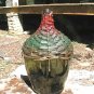 Old Woven Wicker Italian Wine Bottle Demijohn Jug GREEN glass 0737 ec