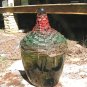 Old Woven Wicker Italian Wine Bottle Demijohn Jug GREEN glass 0737 ec