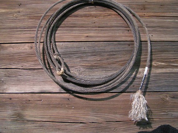 Vintage Old "Retired" Cowboy Lariat Lasso Rope Western Wall Hang Decor