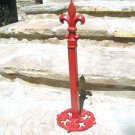Red Paper Towel Holder Iron Fleur D Lis Heavy finial Ecrater