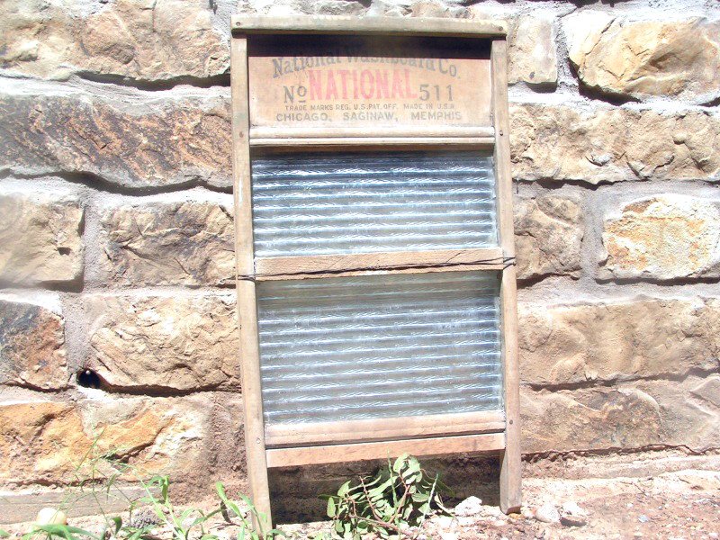 Antique Primitive NATIONAL 511 Washboard Wood Glass 86