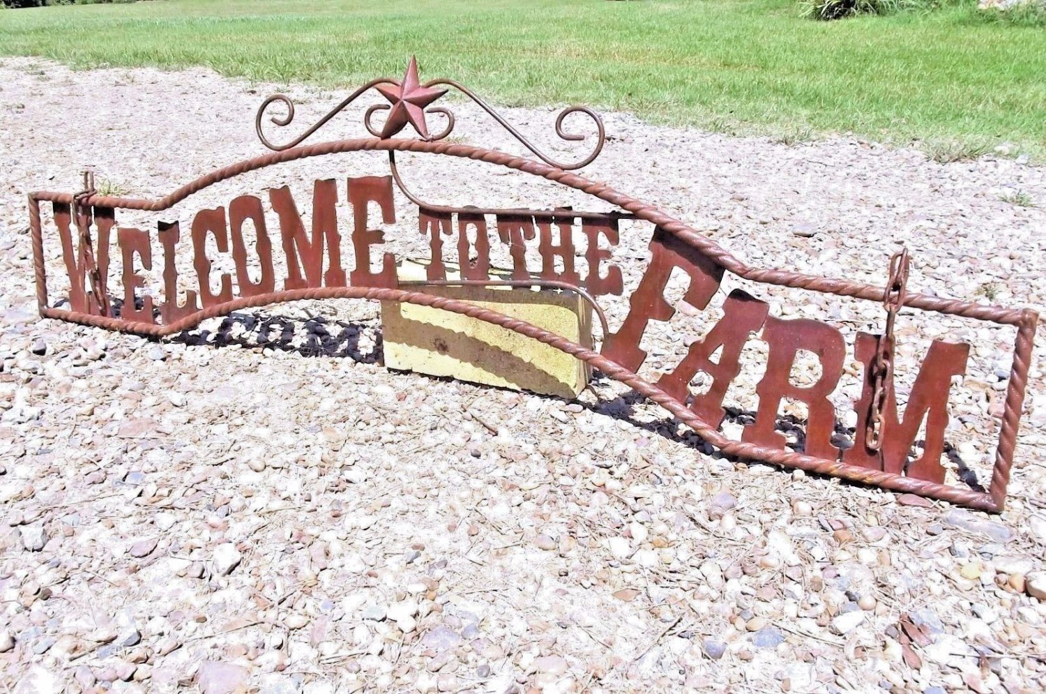 Metal Welcome to the FARM Sign for Wall Entry Gate 44 3/4 inch ec