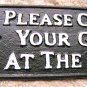 Cast Iron Please Check Your GUNS at the Door Plaque Sign Indoor OR out ec