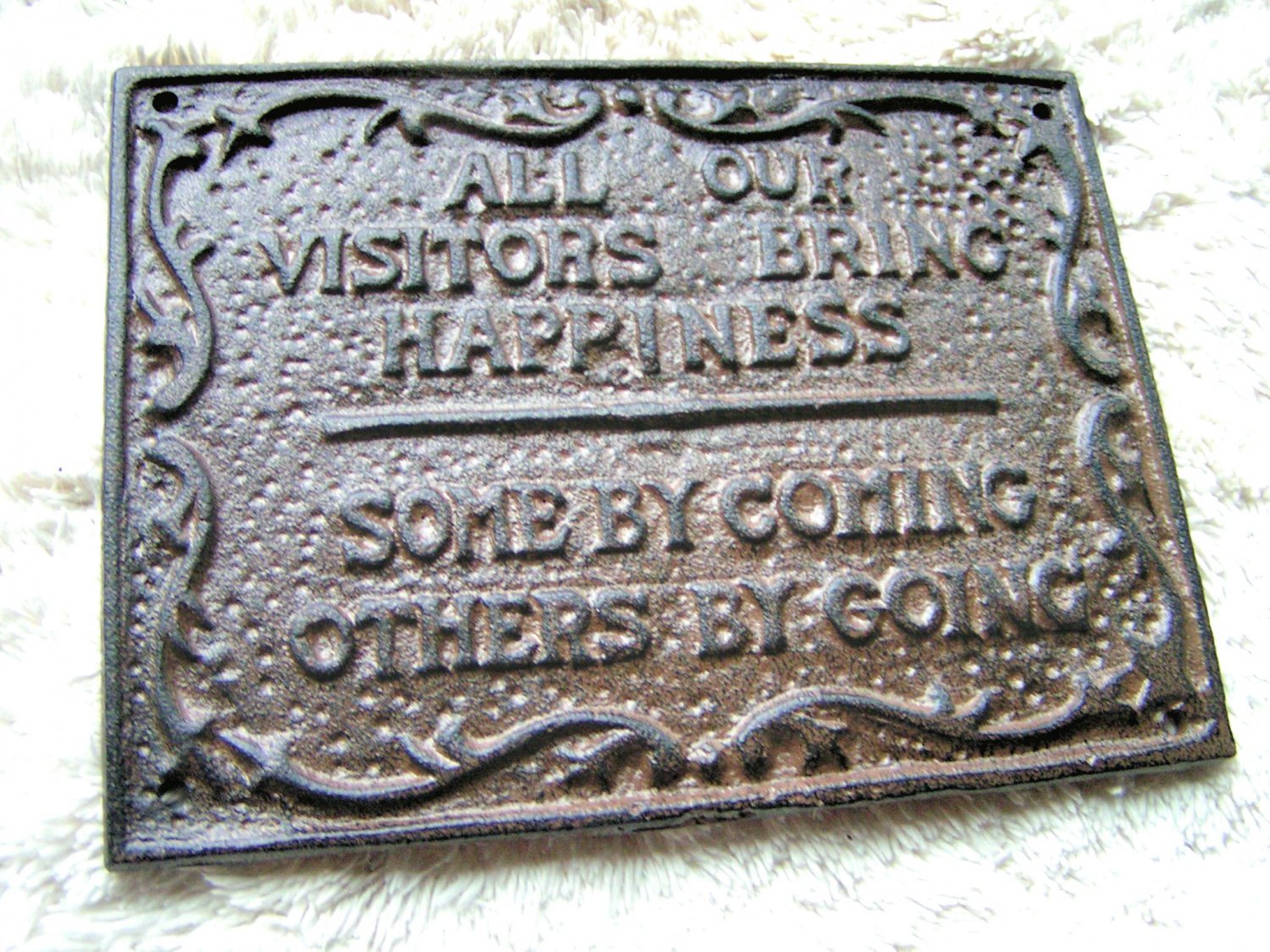Cast Iron VISITORS sign plaque ec