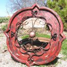 Round House Pediment Architectural Iron-Wood-Hand Painted Medallion 1 RED ec