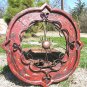 Round House Pediment Architectural Iron-Wood-Hand Painted Medallion 1 RED ec