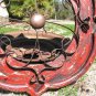 Round House Pediment Architectural Iron-Wood-Hand Painted Medallion 1 RED ec