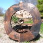 Round House Pediment Architectural Iron-Wood-Hand Painted Medallion 1 RED ec