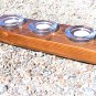 Eastern Red Cedar candle holder with 3 clear glass tealight votives AND candles 0309 ec