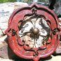 Round House Pediment Architectural Iron-Wood-Hand Painted Medallion RED 0361 ec