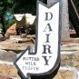Distressed metal dairy, butter, milk, cheese, arrow sign