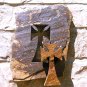 Carved Stone Rock Cross Indoor Outdoor Flagstone 44 ec