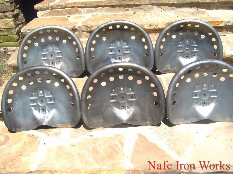 SIX STEEL tractor seats Metal Farm or bar stool tops Pan Style Large ec
