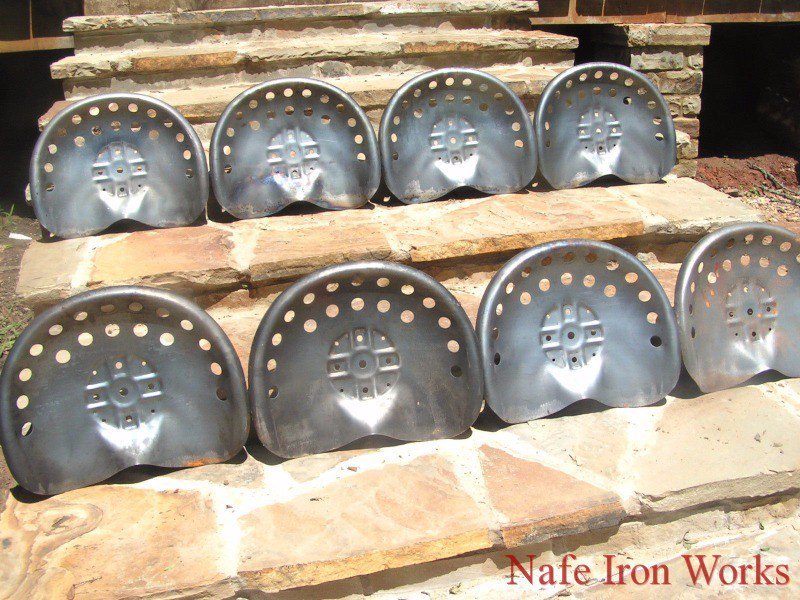 EIGHT STEEL tractor seats Metal Farm or bar stool tops Pan Style Large ec