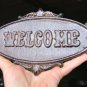 Cast Iron Victorian Style WELCOME Plaque Sign Wall or Door Decor Indoor Outdoor ec