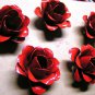 Five medium metal red rose flowers for accents, embellishments, crafting, woodworking, arrangements