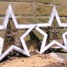 TWO Distressed Western Wall Stars Iron-Wood Off White Made in USA ec
