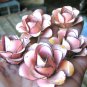 5 medium metal PINK rose flowers for accents, embellishments, crafting, woodworking, arrangements