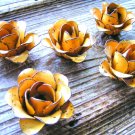 5 medium metal Yellow rose flowers for accents, embellishments, crafting, woodworking, arrangements