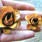 5 medium metal Yellow rose flowers for accents, embellishments, crafting, woodworking, arrangements