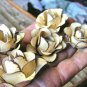 5 medium metal Beige rose flowers for accents, embellishments, crafting, woodworking, arrangements