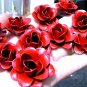 10 metal Red rose flowers for accents, embellishments, crafting, woodworking, arrangements