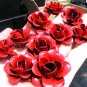 10 metal Red rose flowers for accents, embellishments, crafting, woodworking, arrangements