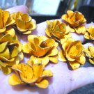 10 YELLOW metal rose flowers for accents, embellishments, crafting, woodworking, arrangements