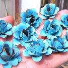 10 metal Blue roses, flowers for accents, embellishments, crafting, woodworking, arrangements
