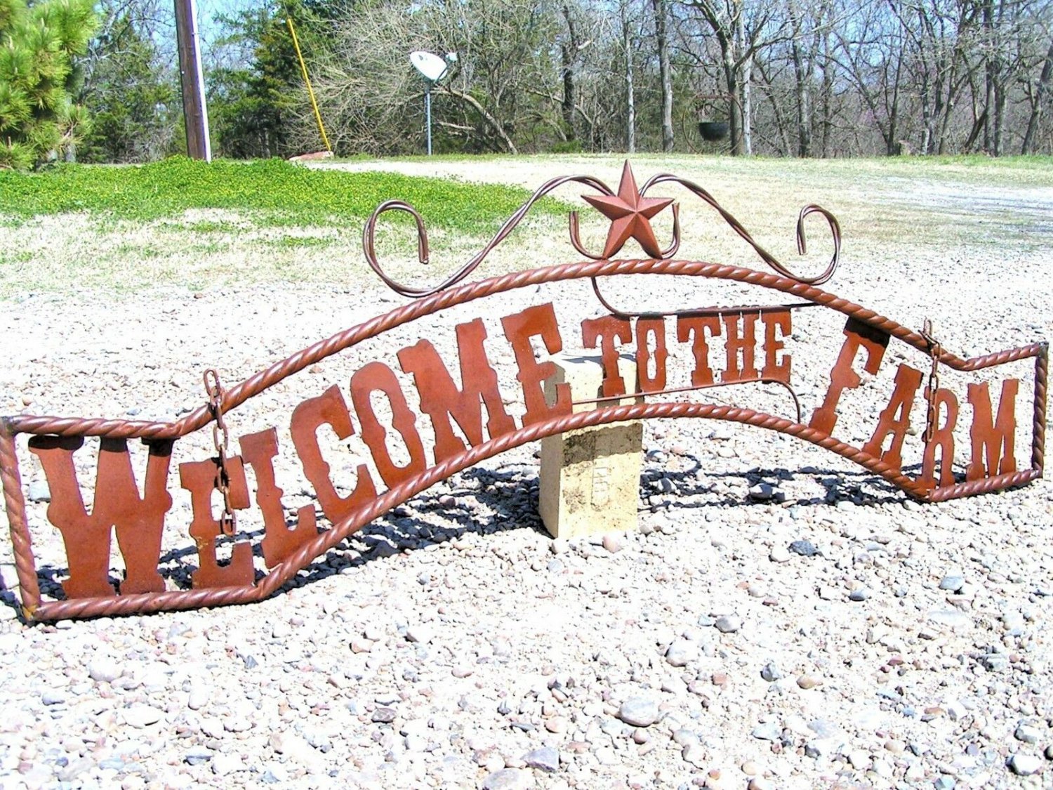 LARGE Metal Welcome to the FARM Sign for Wall Entry Gate 56 1/2 inch ec
