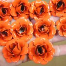 Ten metal Orange roses flowers for accents, embellishments, crafting, woodworking, arrangements Ten metal Orange roses flowers for accents, embellishments, crafting, woodworking, arrangements
