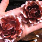 TWO Large metal Copper colored rose flowers for accents, embellishments, crafting, art, weddings