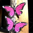 TWO metal art Pink Butterflies with wall mounts