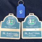 St. Andrews Old Course Bag Tags & Leather Key Chain with Golf Ball Marker Button