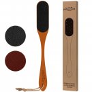 Long Handle Foot File for Dead Skin   Double Sided Natural Wooden Foot Scraper