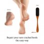 Long Handle Foot File for Dead Skin   Double Sided Natural Wooden Foot Scraper