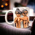A funny mug, an adult mug,  made of polymer clay.