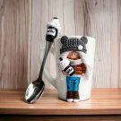 Set of spoon and cup with Coffee love made of polymer clay. Handmade sculpting.
