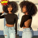 Afro Kinky Curly Wigs With Bangs Synthetic