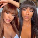Bone Straight Human Hair Wigs With Bangs - Straight Hair Wigs