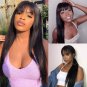 Bone Straight Human Hair Wigs With Bangs - Straight Hair Wigs
