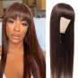 Bone Straight Human Hair Wigs With Bangs - Straight Hair Wigs