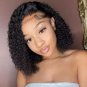 Bob Lace Wig Black Curly Water Wave Human Hair Wigs 100% Natural Hair